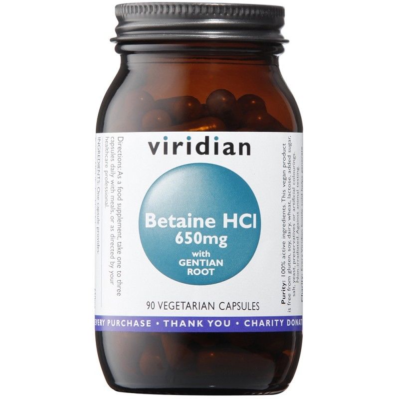 Betaine HCl with Gentian Root 650mg 90Capsules
